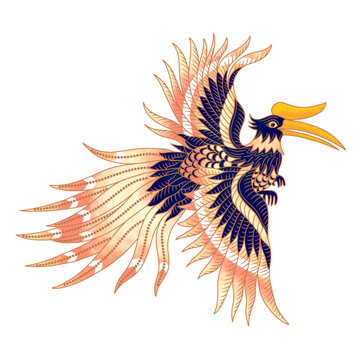 Batik Enggang illustration featuring the elegant hornbill motif inspired by traditional Indonesian cultural art