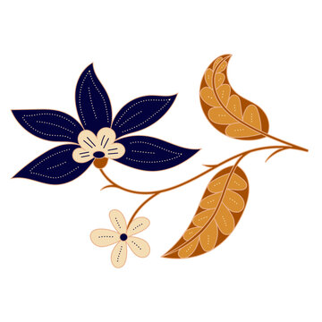 Floral batik design featuring elegant leaves and decorative traditional patterns illustration
