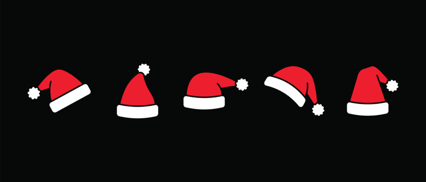 Animated santa hats sequence five frames of a falling christmas hat illustration