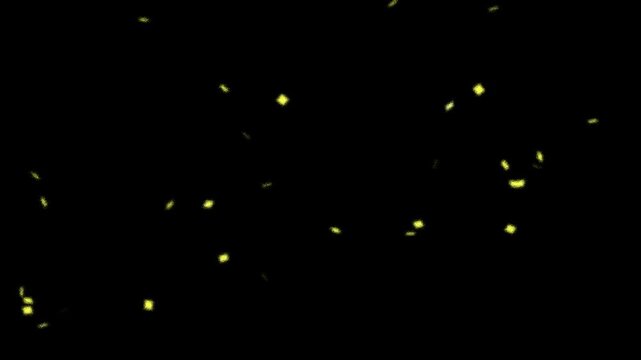 Glowing Yellow Sparks and Confetti Burst for Celebration Overlay, Gold Confetti Particles Falling,Magical Golden Fireflies and Floating Dust Particles Motion Graphic,Golden Glitter Particles Explosion