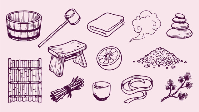 meditation wellness relaxation tools pattern, mindful zen wellness background, relaxation zen tool illustration, yoga wellness accessory print, zen calm wellness icons, spiritual relaxation therapy gr