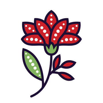 Solid geometric batik flower illustration featuring elegant dotted patterns and decorative details
