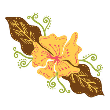 Batik flower decoration illustration featuring elegant floral motifs inspired by traditional Indonesian batik art