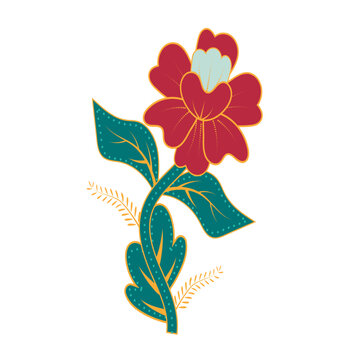Elegant floral batik art decoration illustration featuring traditional ornamental flower patterns with a graceful and decorative design