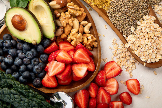 Healthy food for heart. Heart-healthy diet products.