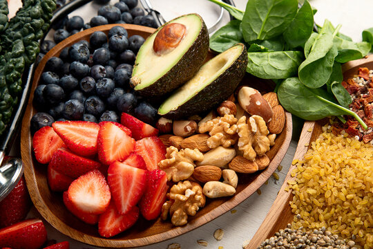 Healthy food for heart. Heart-healthy diet products.