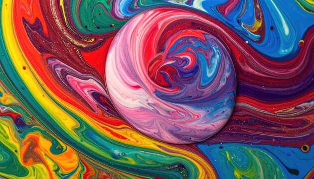 Colorful Swirl of Paint - Abstract Art with Vibrant Colors and Fluid Motion.