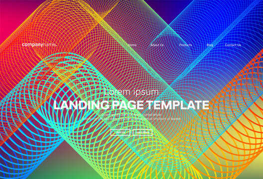 Abstract modern technology Landing page template, flowing line digital technology, smooth particle wave, big data techno design concept background wallpaper, Annual reports, flyer, poster, cover. EPS 