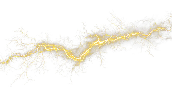 Bright yellow thunderbolt with dynamic flash and energy glow PNG