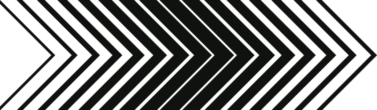 Repeated angle shaped arrow. triangle arrow  symbol. speed or motion background. Abstract striped black and white print. transition or halftone effect