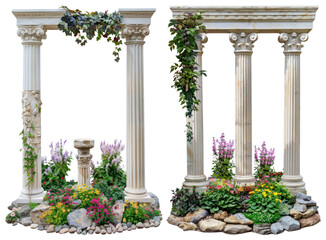 Naklejka premium PNG Elegant ancient garden columns on transparent background