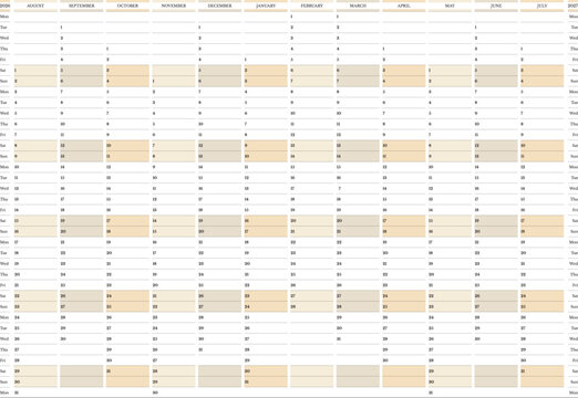 2026-2027 Minimal Academic Wall Planner, from August 2026 to July 2027, extra large A0 Template with Monday Start in landscape orientation