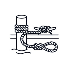 Obraz premium Rope tied around a wooden post.