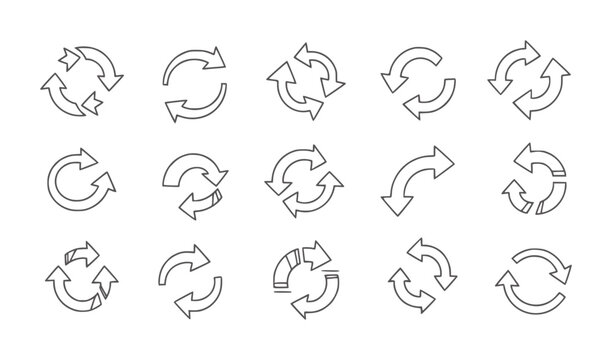 Collection of gray circular arrow white cycle refresh repeat reload