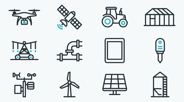 Smart Farming and Agricultural Technology Icon Set