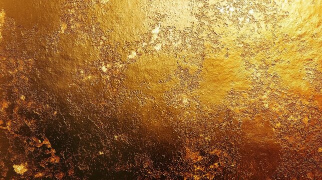 textured metallic surface with varying shades of gold and brown, mimicking a distressed or aged golden leaf, the texture is rough and irregular