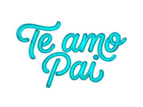 Te amo Pai text in blue balloon font on white background