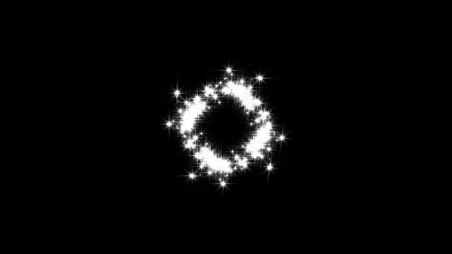 Sparkling star twinkle glitter white cartoon doodle animation, magic sparkle glitter line stars, Sparkling Star Swirl Rotating Frame Overlay on Black Background Twinkling Starburst Vortex Intro 4k