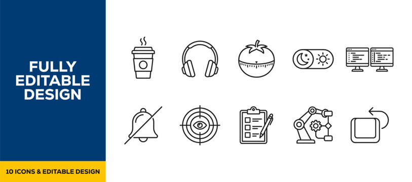 Business leadership corporate unity flat line art vector icon bundle illustration design for team collaboration hr people group office workplace and staff management