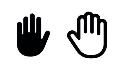 Stop hand icons in solid black and white outline, indicating halt or warning. © liubomir118809