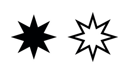 Obraz premium Starburst Icons: Solid Black and Outline, Isolated on White Background