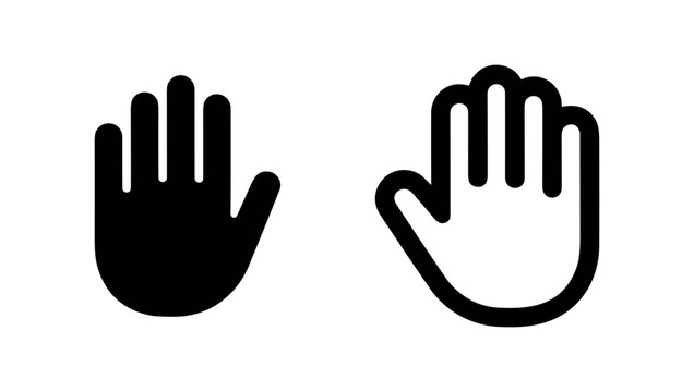 Stop hand icons in solid black and white outline, indicating halt or warning.