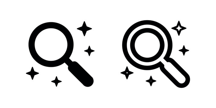 Black and white magnifying glass icons
