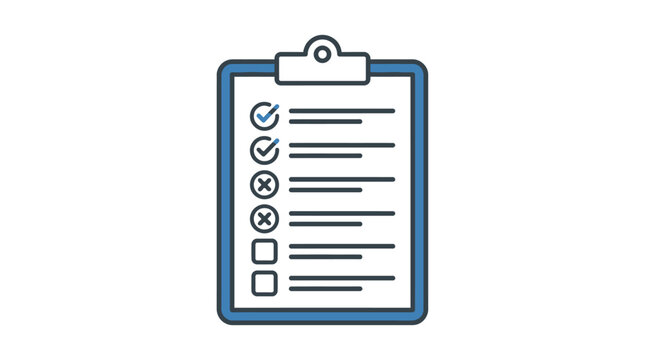 Task checklist icon showing checkmark and cross symbol for workflow management, organization planning, and productivity tracking systems, perfect for business schedules and project list completion.