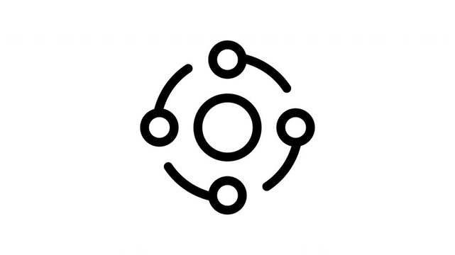 Animated affiliate network icon showing rotating connected circles for referral marketing
