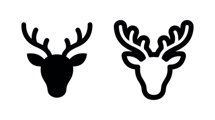 Deer head icon set, stag or reindeer symbol for nature and wildlife. © liubomir118809