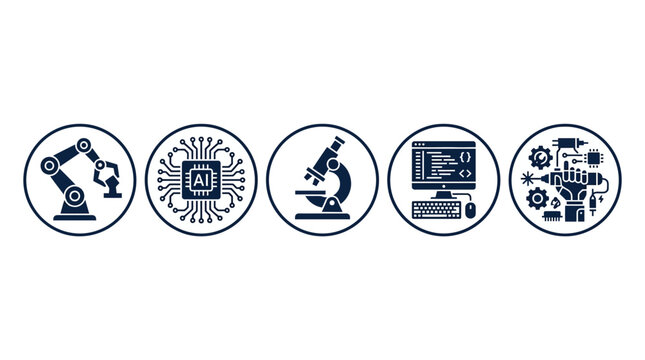 Science Technology Icons Lineup Illustration.