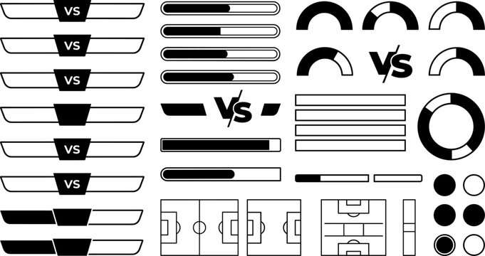 Versus match sports game UI interface elements vector set