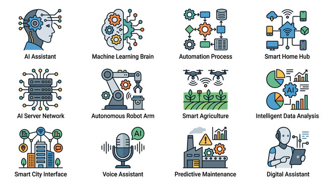 Automation Process Technology Icons.