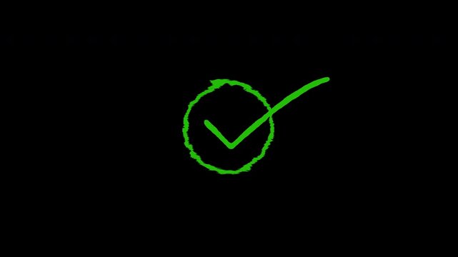 Three check marks appear and disappear on black background, animated checkmarks.