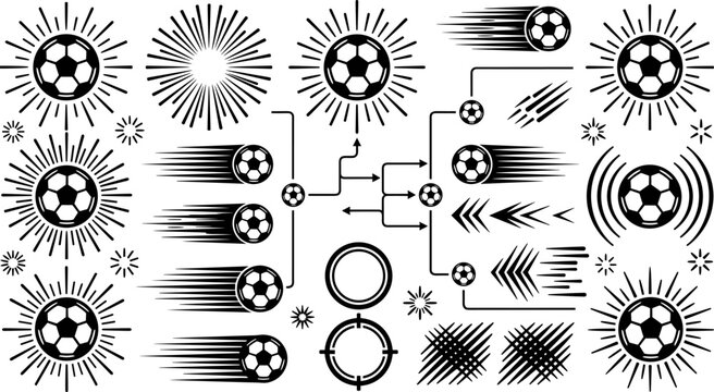 Soccer ball speed effect and tournament bracket vector elements