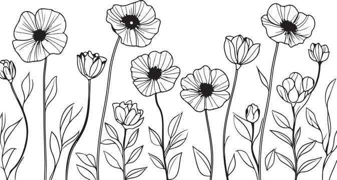 Seamless poppy flower vector pattern illustration with floral spring garden design and nature elements for wallpaper and decoration