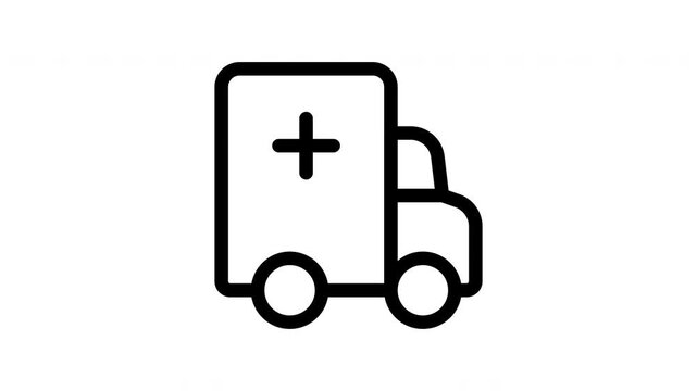 Animated ambulance icon showing driving motion for emergency medical service