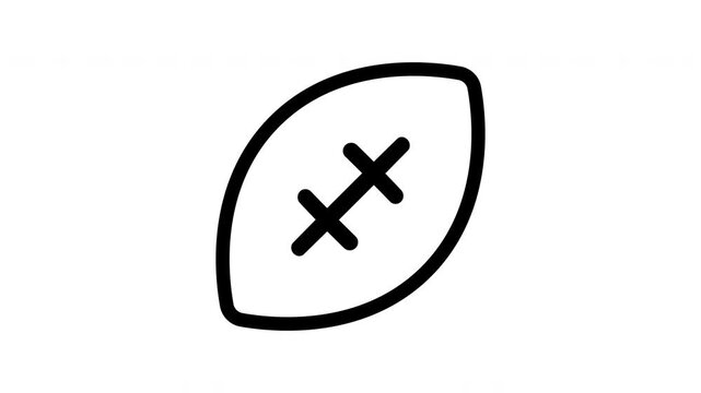 Animated american football icon showing spinning ball motion for sports content