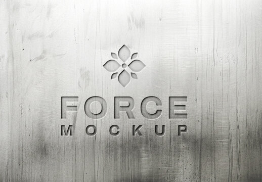 Metal Base Debossed Logo Text Mockup