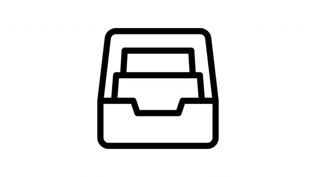 Animated archives icon showing moving document box motion for file storage