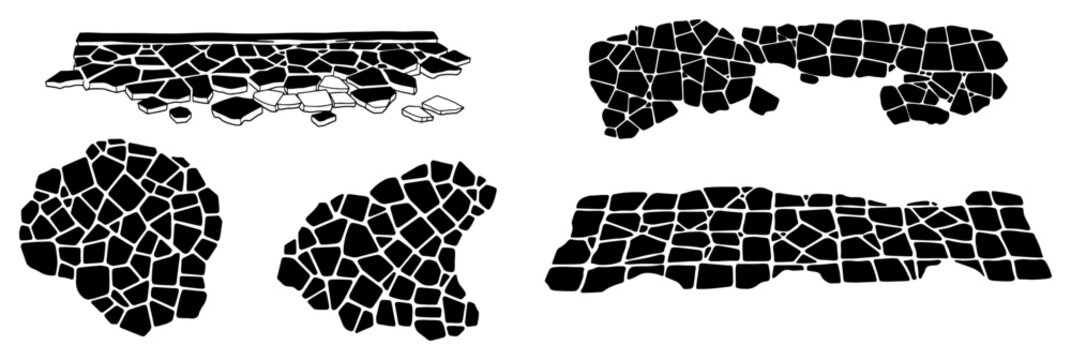 Stone pavement textures and irregular cobblestone blocks for landscape design