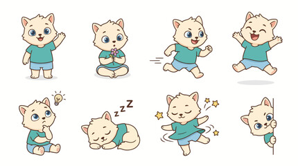Obraz premium Cute Cat Character Collection with Different Poses and Expressions