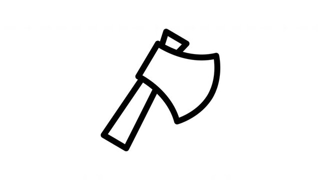 Animated axe icon showing chopping motion for tool, survival and outdoor content