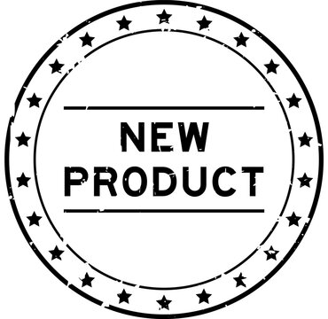 Grunge black new product word round rubber seal stamp on white background