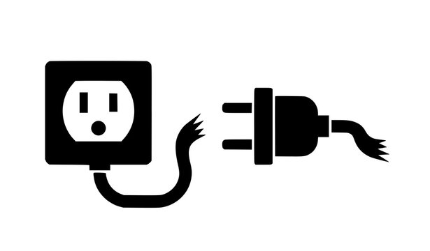 Disconnected Electric Plug and Socket Icon Vector for Power Failure and 404 Error Concept