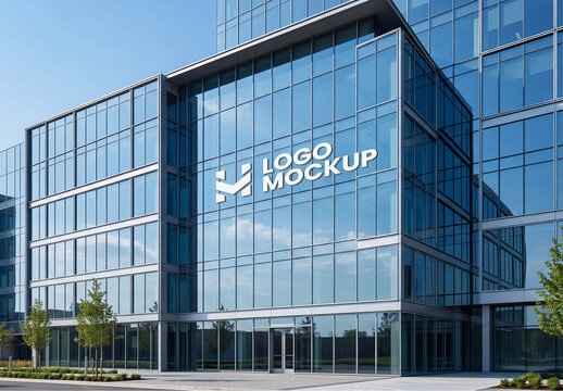 Logo Mockup on Glass Building