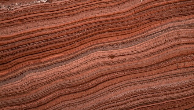Close-up of textured red sandstone with layered patterns and natural formations resembling waves