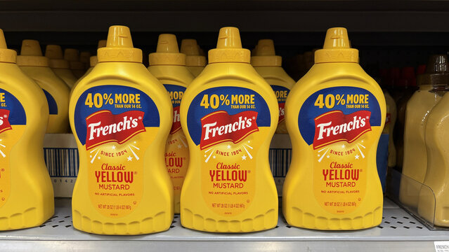 French's Classic Yellow Mustard display. French's Classic Yellow Mustard has been available since 1904.