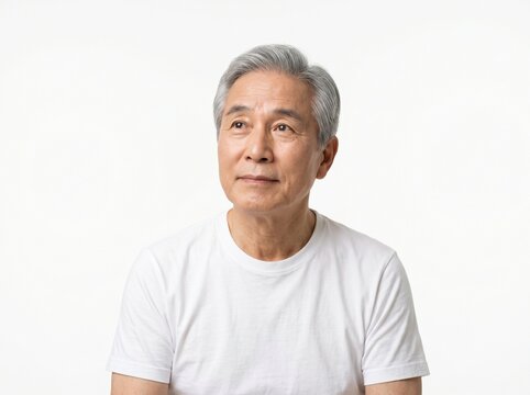 [Generative AI] 80-year-old Korean man looking away while deep in thought