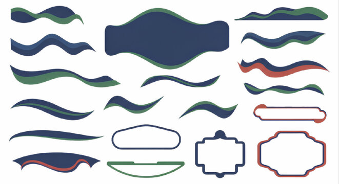 Collection of Abstract Wavy Ribbons and Decorative Fluid Frame Elements for Graphic Design